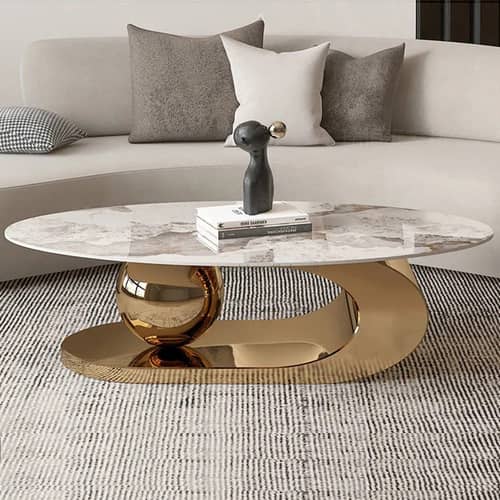 Slaric Gold oval Coffee Table(set of 2)