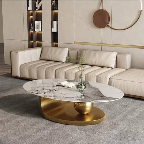 Slaric Gold oval Coffee Table(set of 2)