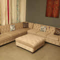 Dayton L Shape Chesterfield Beige Sofa - top_view