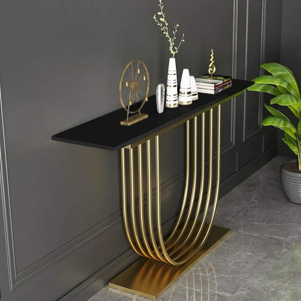 Aryo U Shape Gold Console Table - photo