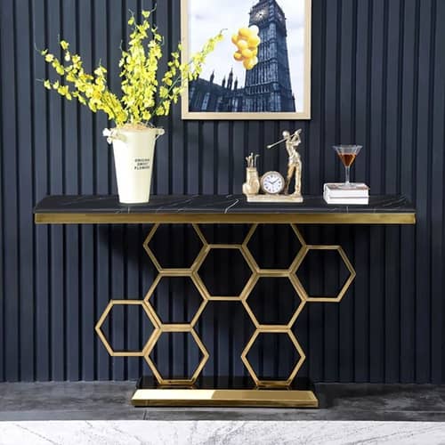 Aryo Modern Black Marble consoleTable