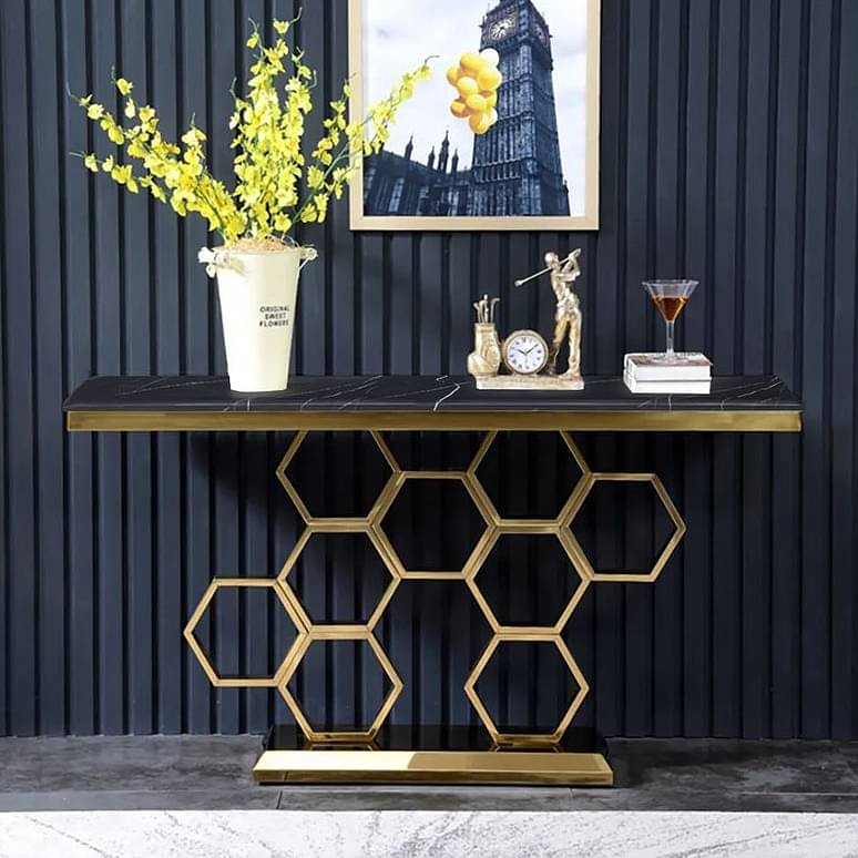 Aryo Modern Black Marble consoleTable