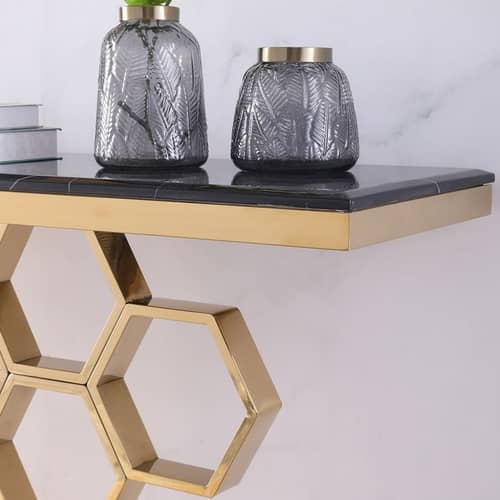 Aryo Modern Black Marble consoleTable