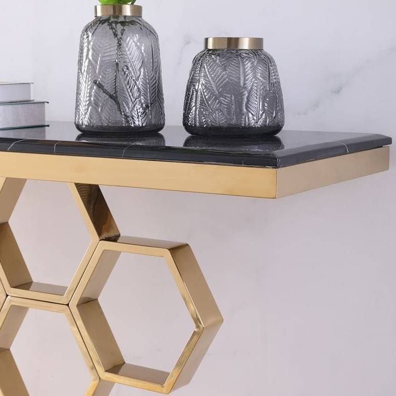 Aryo Modern Black Marble consoleTable