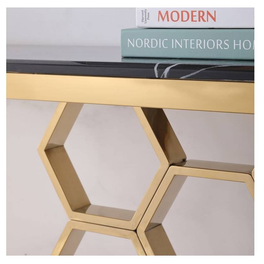 Aryo Modern Black Marble consoleTable