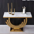 Acton Modern Console Table with white Marble top - front_view