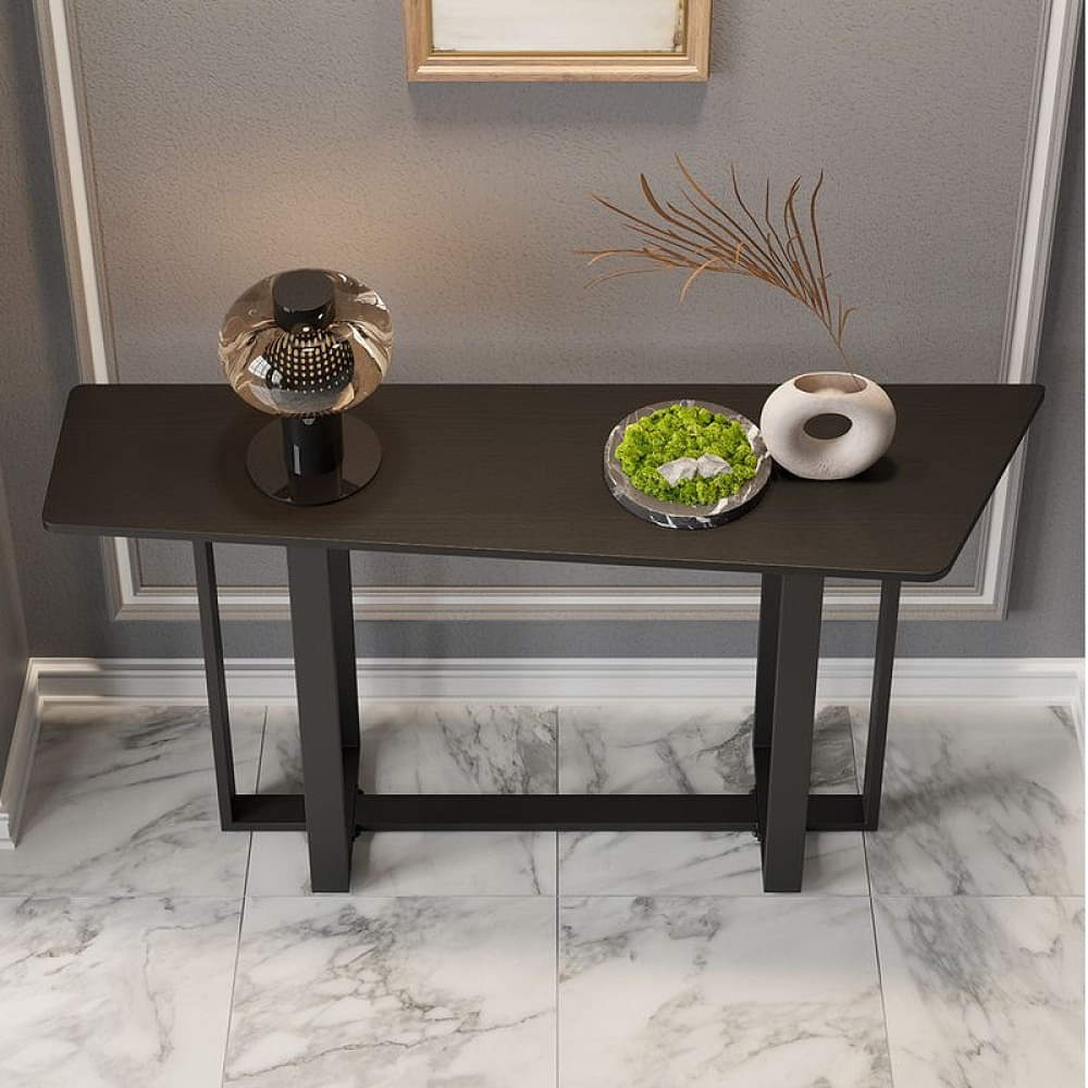 Slaric Console Table with Black Metal Base - photo