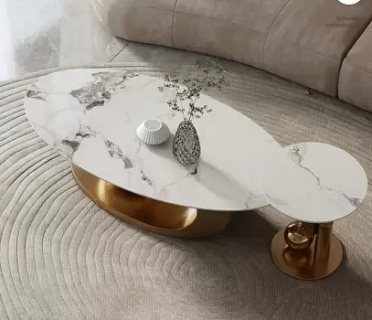 Slaric Gold oval Coffee Table(set of 2)