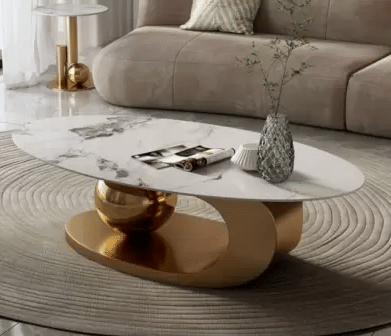 Slaric Gold oval Coffee Table(set of 2)