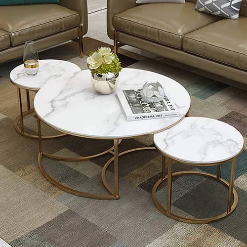 Vinca Nesting Coffee Table With Marble Tabletop (Set of 3)