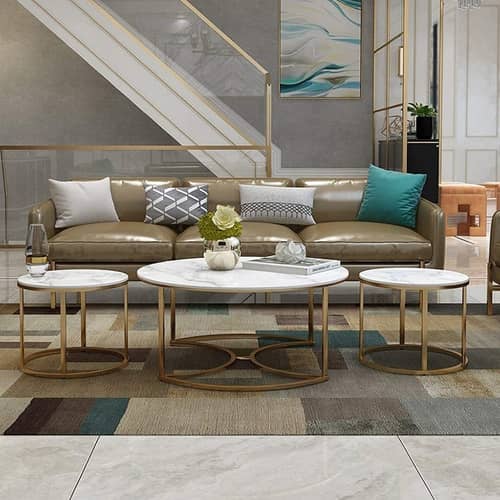 Vinca Nesting Coffee Table With Marble Tabletop (Set of 3)