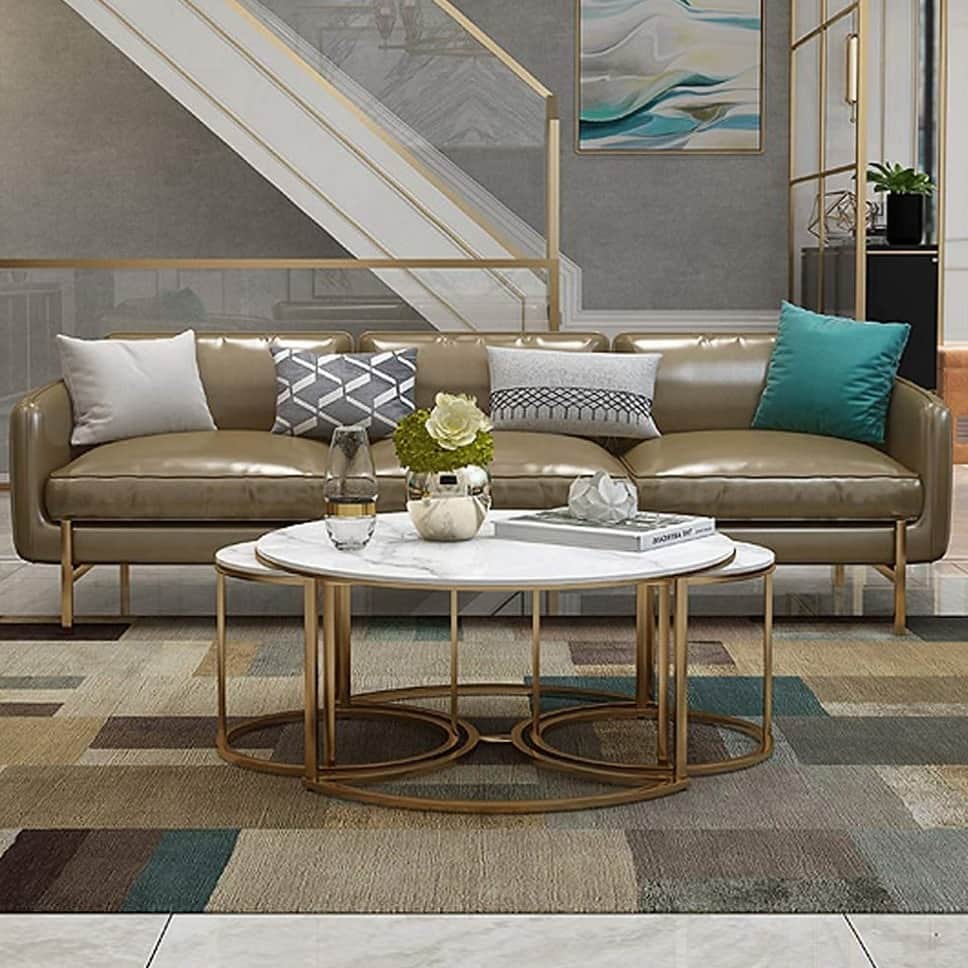 Vinca Nesting Coffee Table With Marble Tabletop (Set of 3) - top_view