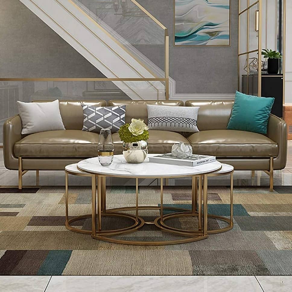 Vinca Nesting Coffee Table With Marble Tabletop (Set of 3)