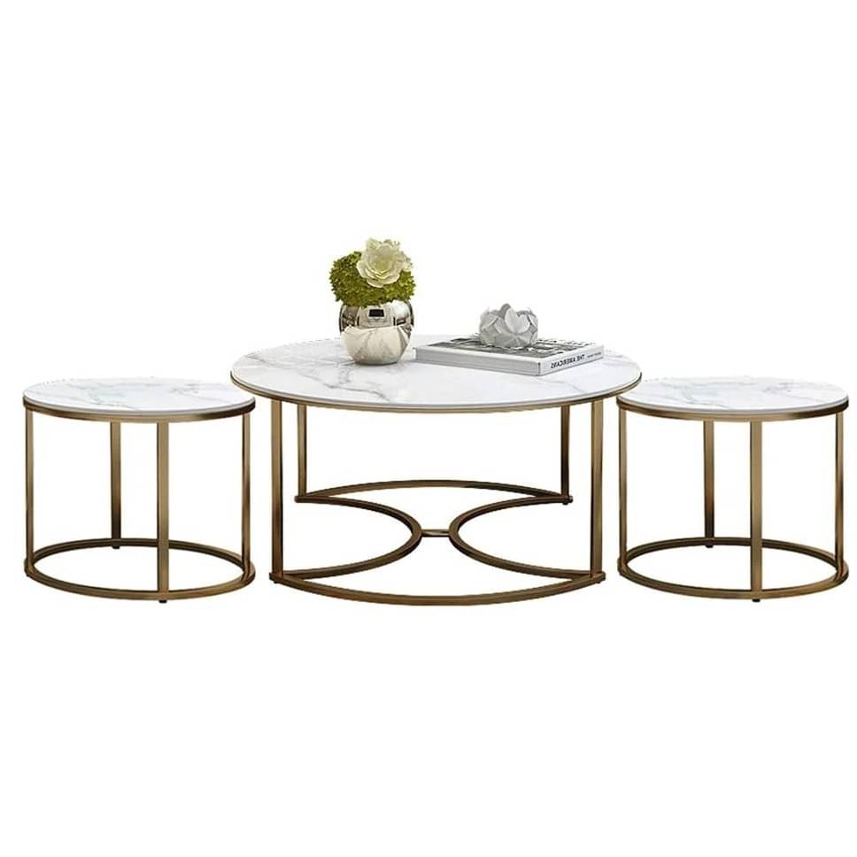 Vinca Nesting Coffee Table With Marble Tabletop (Set of 3)