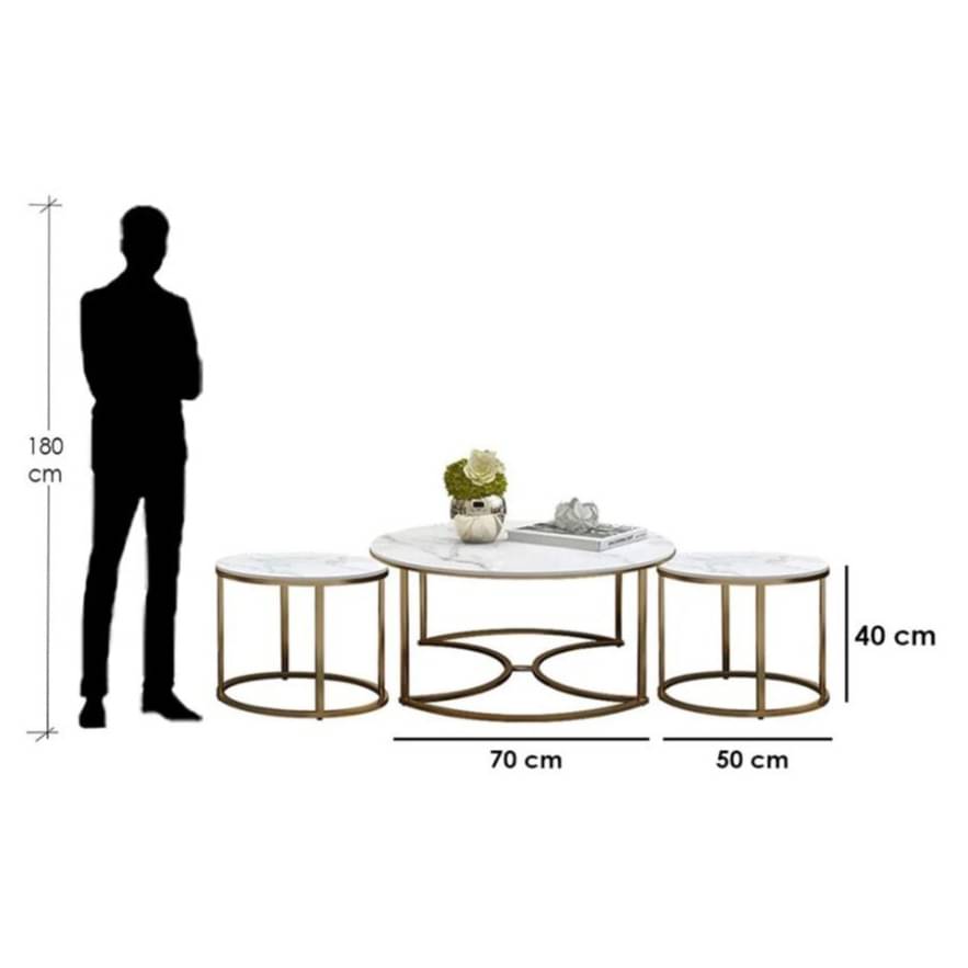 Vinca Nesting Coffee Table With Marble Tabletop (Set of 3)