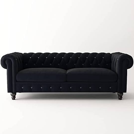 Daroo Velvet Fabric 3 Seater Sofa in Black Color