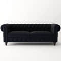 Daroo Velvet Fabric 3 Seater Sofa in Black Color - top_view