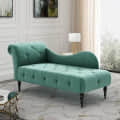 Lorenz Velvet Button Tuffted Chaise Lounge Couch - photo