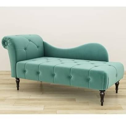 Lorenz Velvet Button Tuffted Chaise Lounge Couch