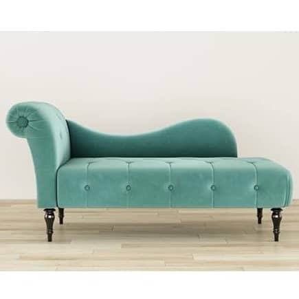 Lorenz Velvet Button Tuffted Chaise Lounge Couch