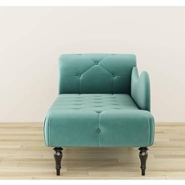 Lorenz Velvet Button Tuffted Chaise Lounge Couch