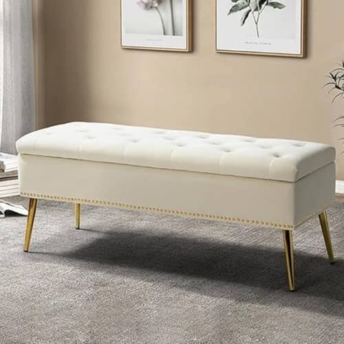 Alexa Storage Bench with Golden Metal Legs