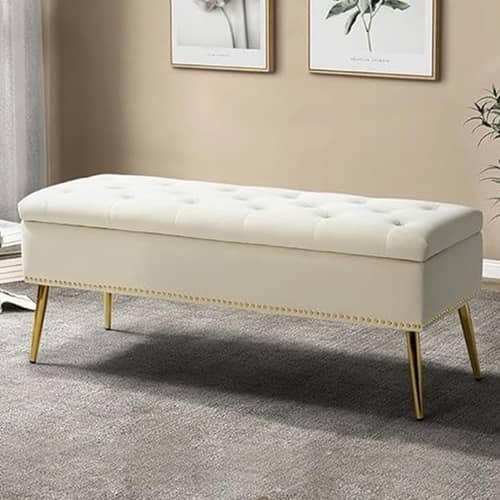 Alexa Storage Bench with Golden Metal Legs