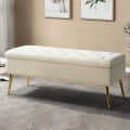 Alexa Storage Bench with Golden Metal Legs - front_view