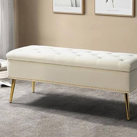 Alexa Storage Bench with Golden Metal Legs