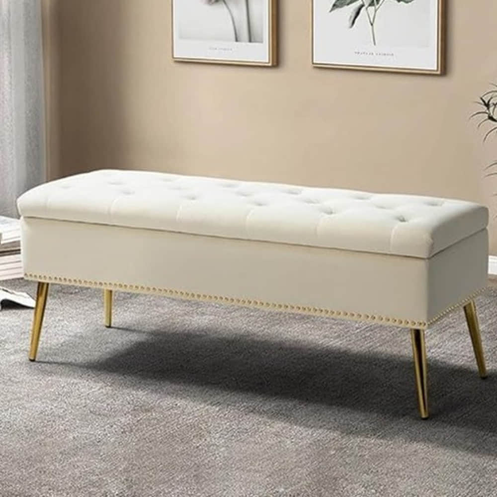 Alexa Storage Bench with Golden Metal Legs - photo