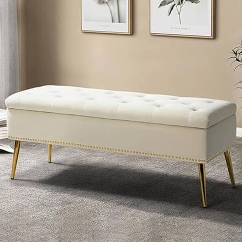 Alexa Storage Bench with Golden Metal Legs
