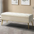 Alexa Storage Bench with Golden Metal Legs - front_view