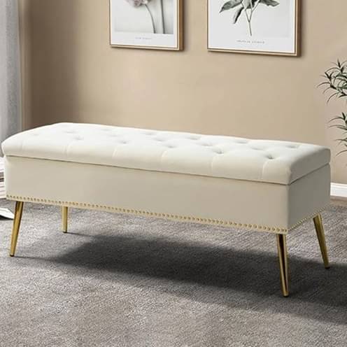 Alexa Storage Bench with Golden Metal Legs