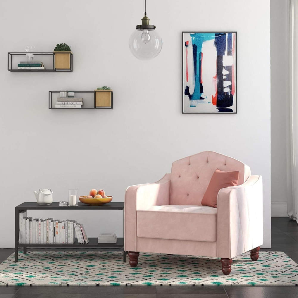 Aadvin Wooden Fabric Armchair - photo