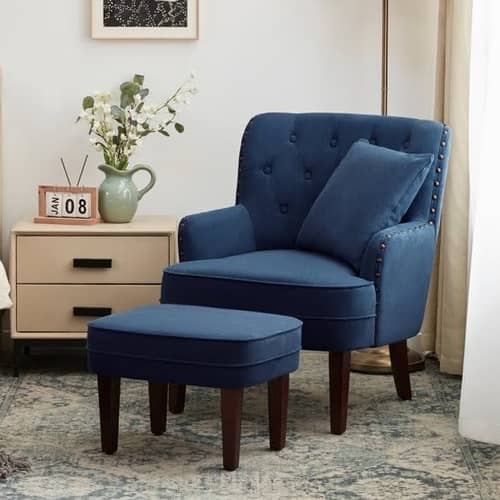 Bristo Tufted Armchair with Foot rest Stool