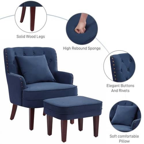 Bristo Tufted Armchair with Foot rest Stool
