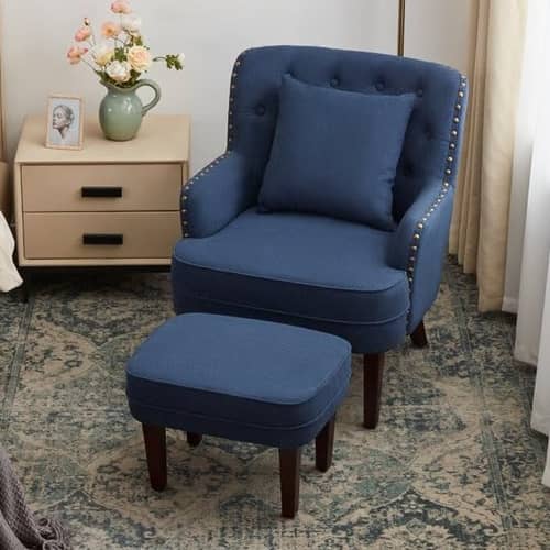 Bristo Tufted Armchair with Foot rest Stool