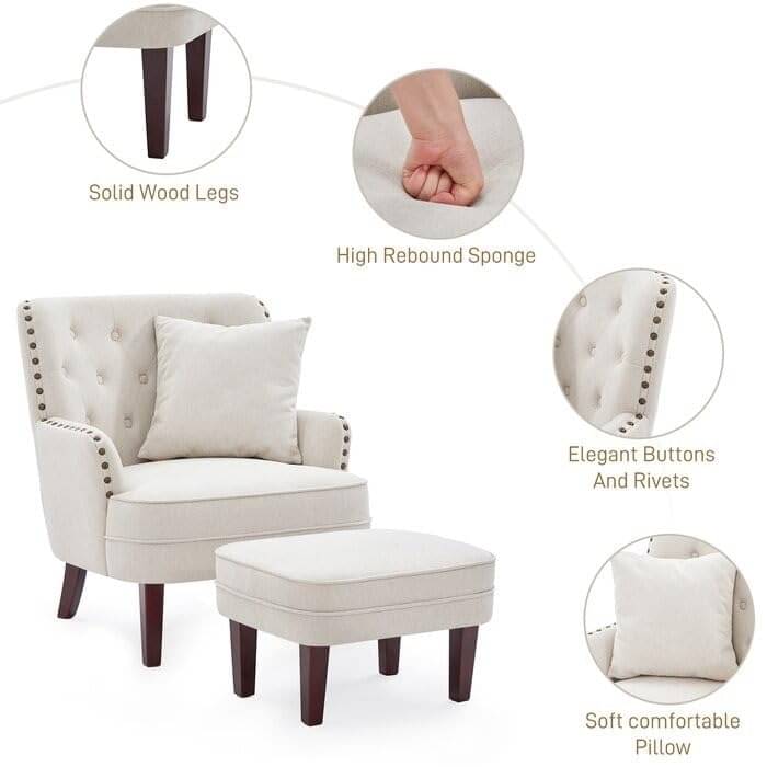 Bristo Tufted Armchair with Foot rest Stool