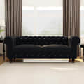 Daroo Velvet Fabric 3 Seater Sofa in Black Color - front_view