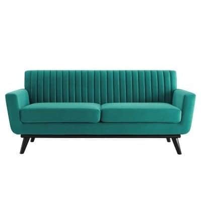 Astra Three seater wooden sofa in Green Color - front_view