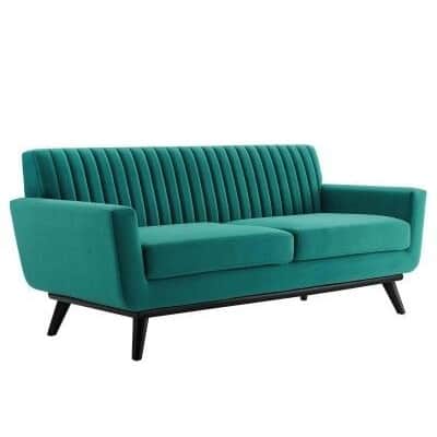 Astra Three seater wooden sofa in Green Color - rear_view