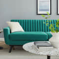 Astra Three seater wooden sofa in Green Color - left_view