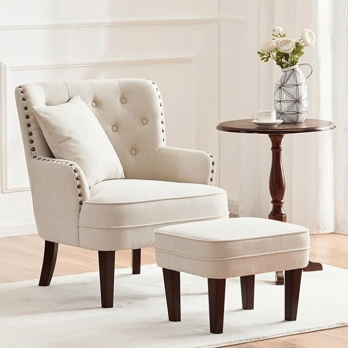 Bristo Tufted Armchair with Foot rest Stool