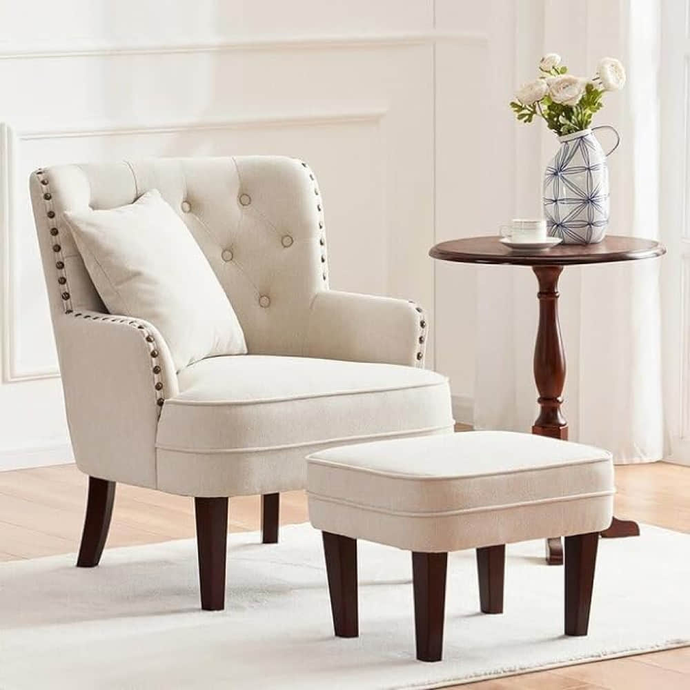 Bristo Tufted Armchair with Foot rest Stool - photo
