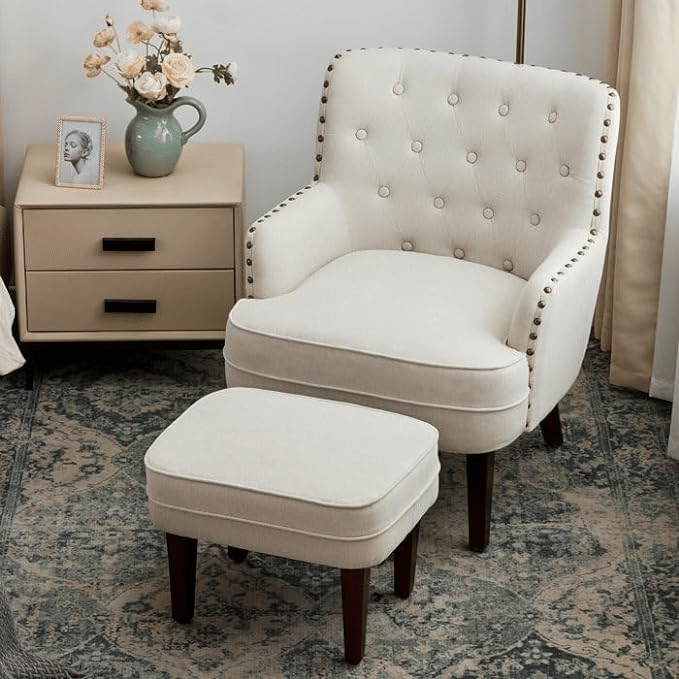 Bristo Tufted Armchair with Foot rest Stool
