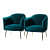 Mid-Century Velvet Tufted Barrel Chair with Golden Legs (Set of 2) Fabric Velvet Accent Chair for Living Room - front_view