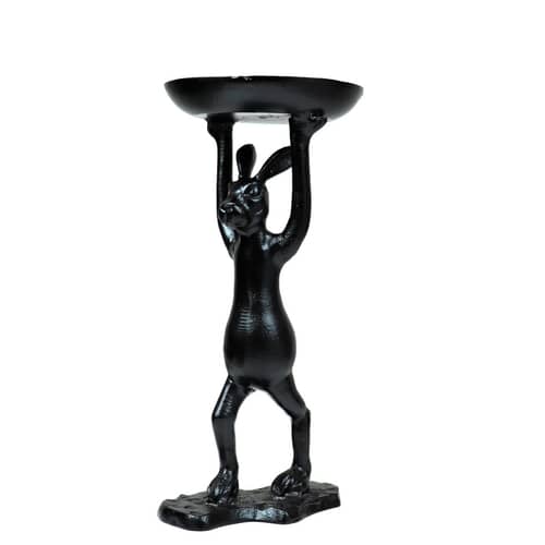 Pecos Metal Rabbit Candle Holder in Black Color