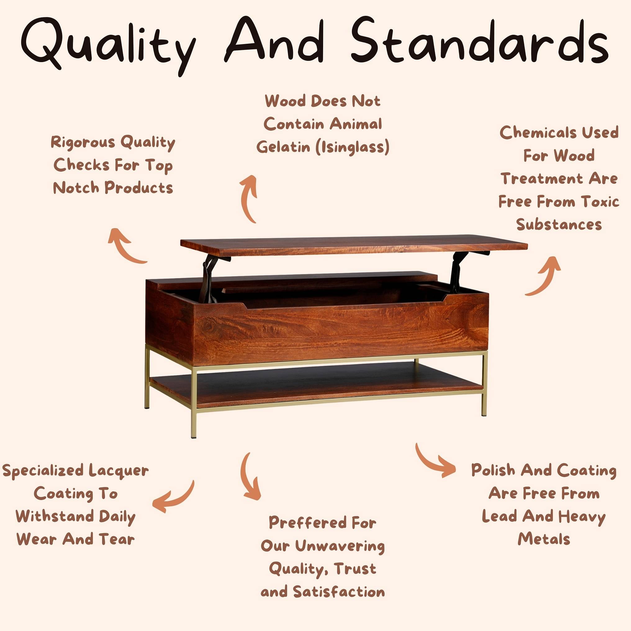 Arlot Mango Wooden Coffee Table With storage