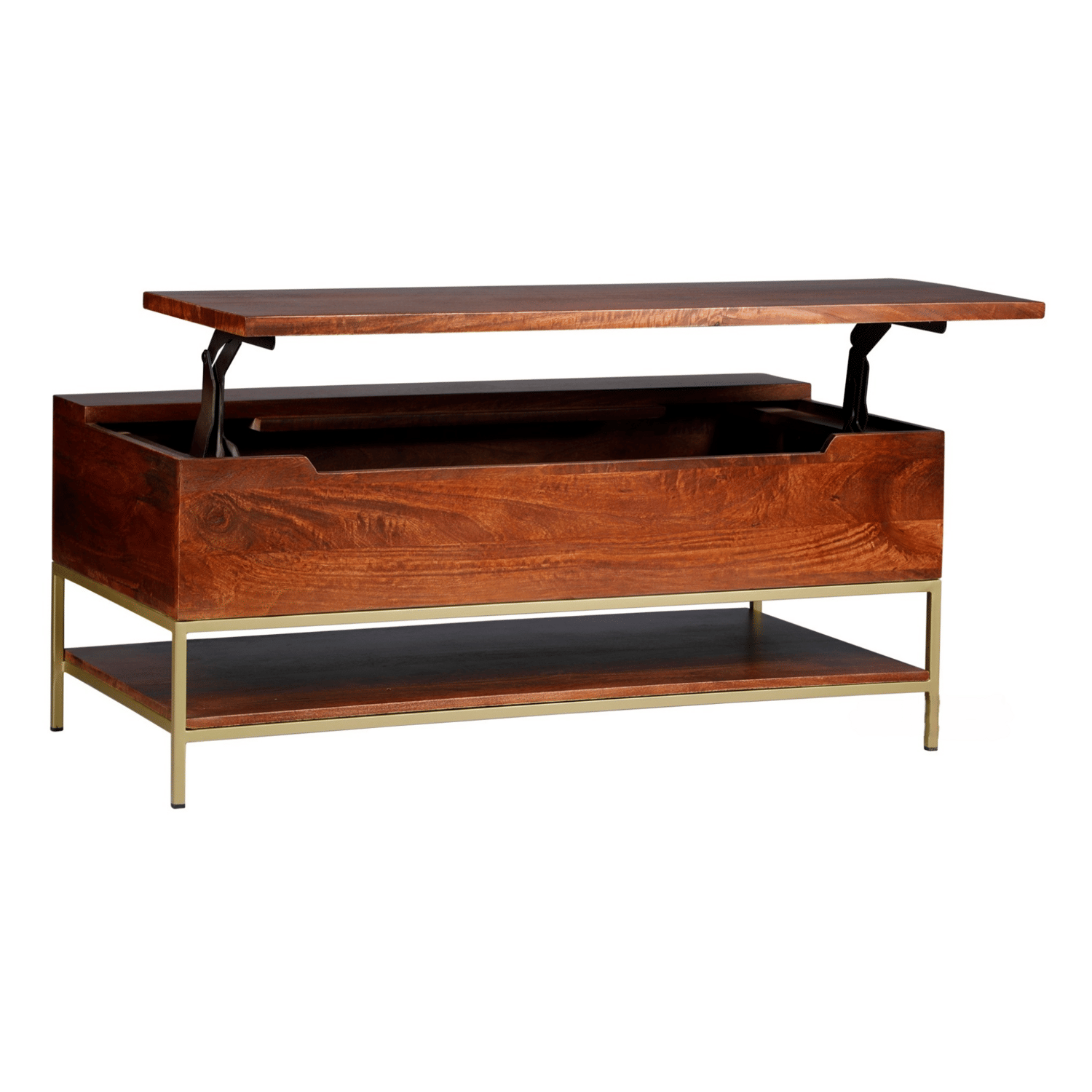 Arlot Mango Wooden Coffee Table With storage - top_view