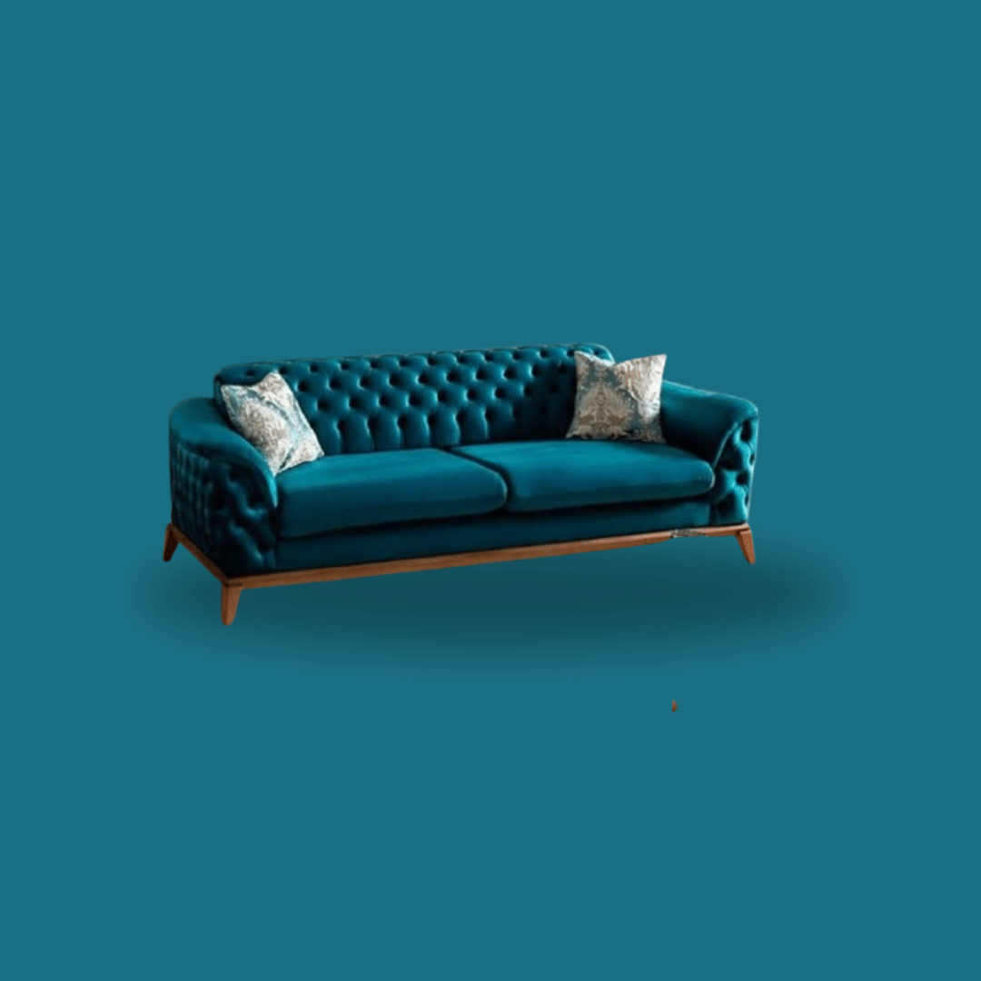 Akron Sofa in Blue Teal Color